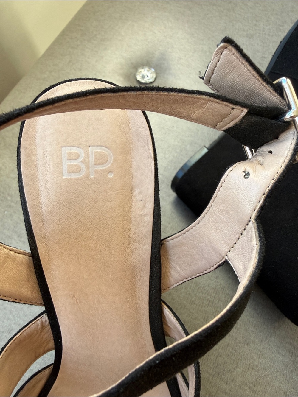 bp Black Suede Strappy Peep-Toe Heels - Picture 6 of 6